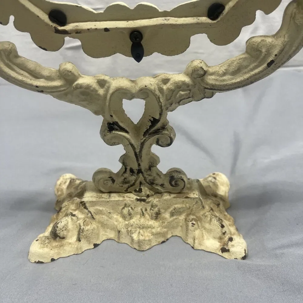 Vintage Cast Iron Mirror/Picture Frame Vanity Tabletop Pedestal Victorian Ornate